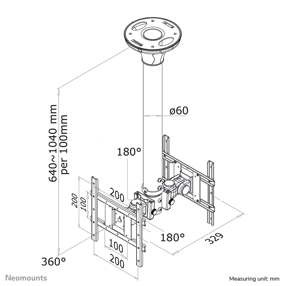 Neomounts by Newstar Monitor-Deckenhalterung